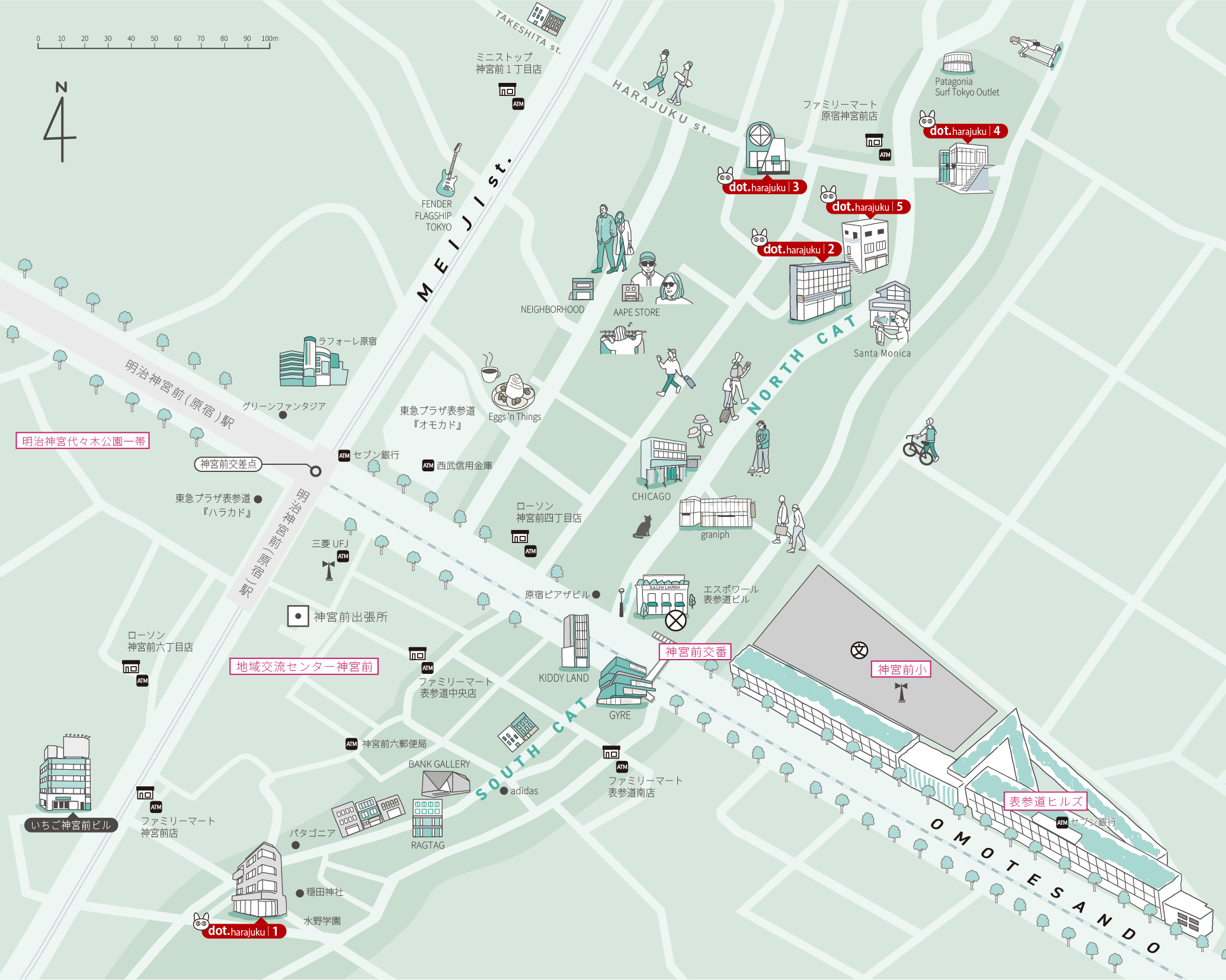 dot.のある原宿周辺地図