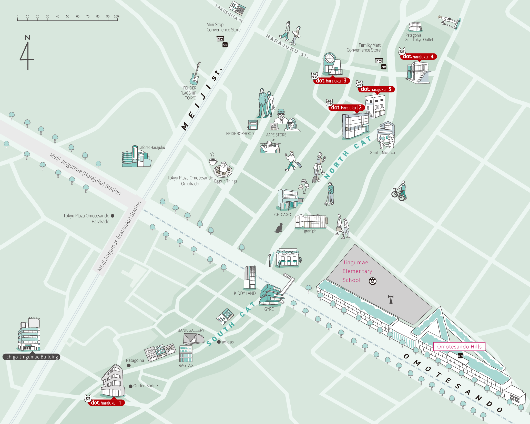 dot.のある原宿周辺地図